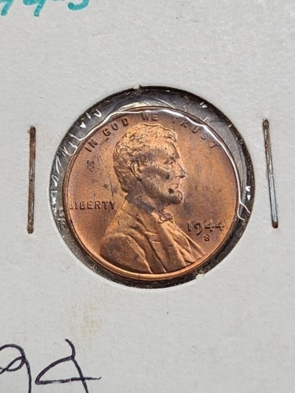 1944-S Wheat Penny... AU... Excellent Details... In Protective Holder